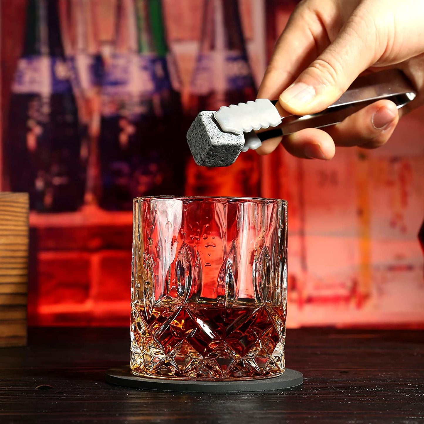 Whiskey Glass Gift Set of 2 - Granite Chilling Whiskey Rocks - Scotch Bourbon Box