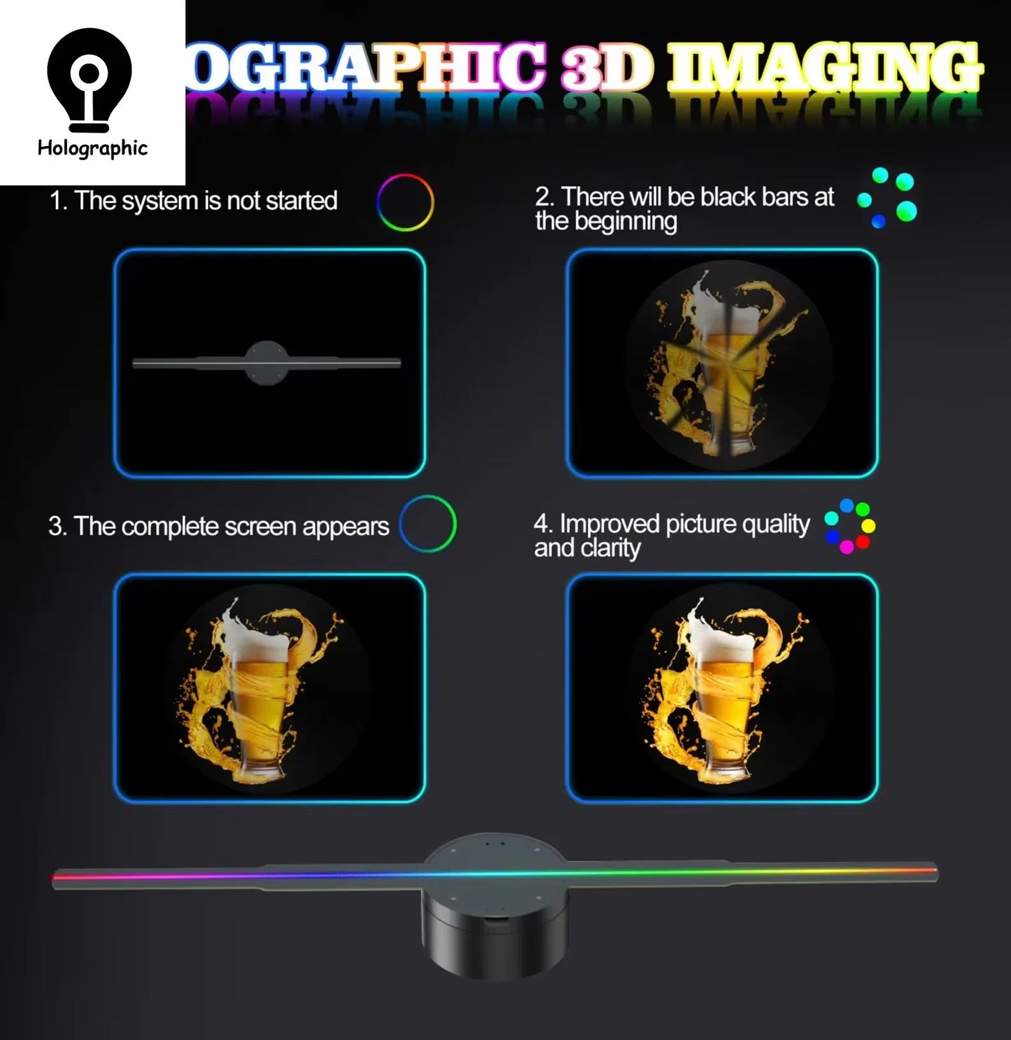 Newest P42-P50 3D Fan Hologram Projector - WiFi LED 3D Display Advertising Logo Light