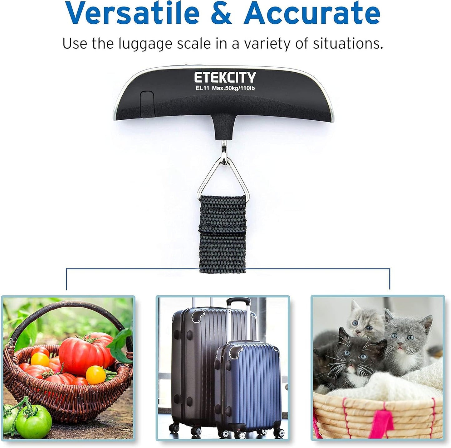 Digital Baggage Weight Scale with Hook, 110 Pounds, Battery Included