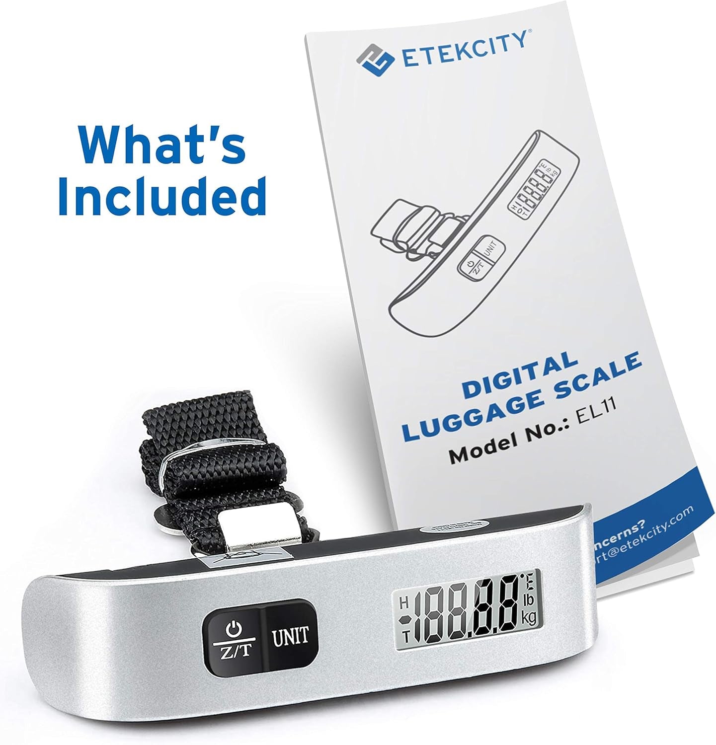 Digital Baggage Weight Scale with Hook, 110 Pounds, Battery Included