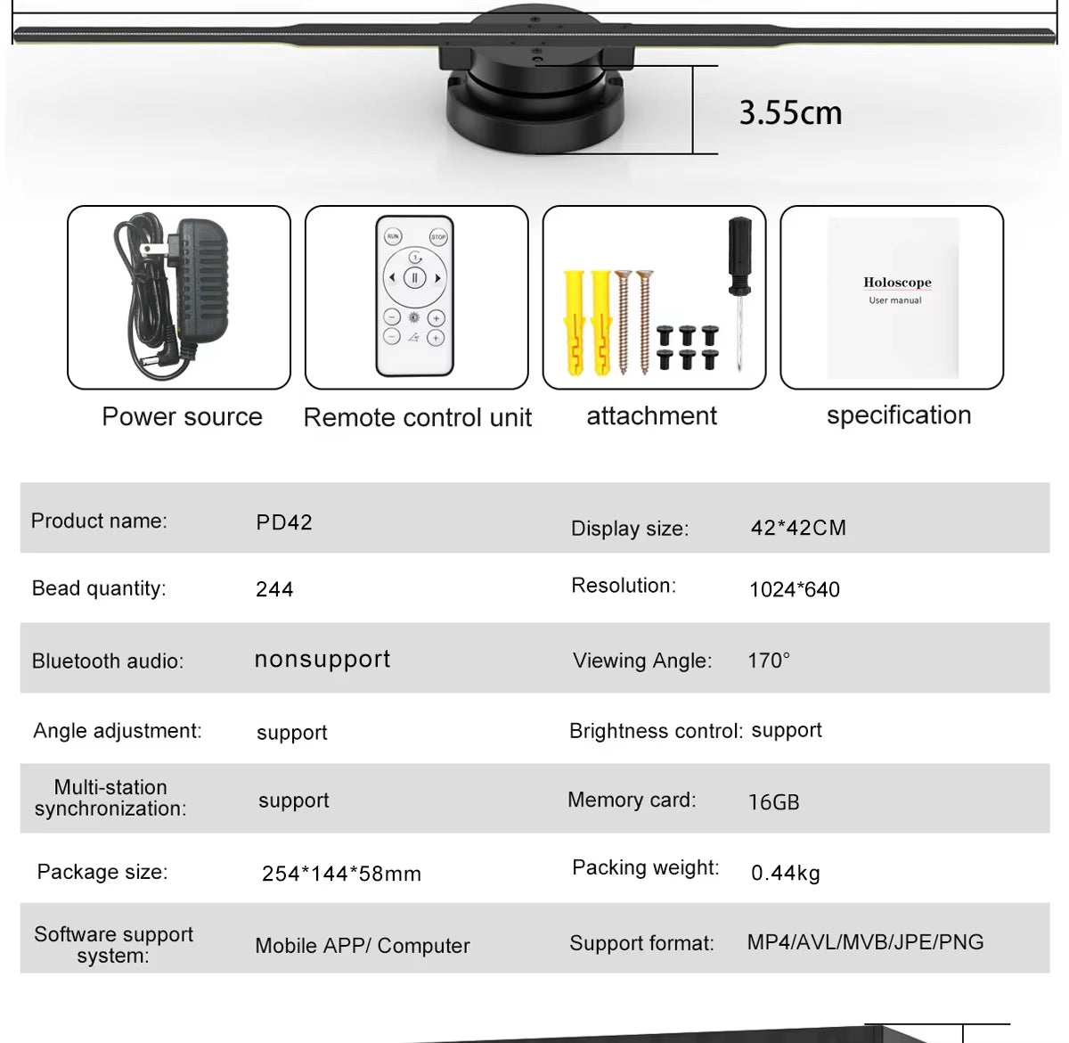 Newest P42-P50 3D Fan Hologram Projector - WiFi LED 3D Display Advertising Logo Light