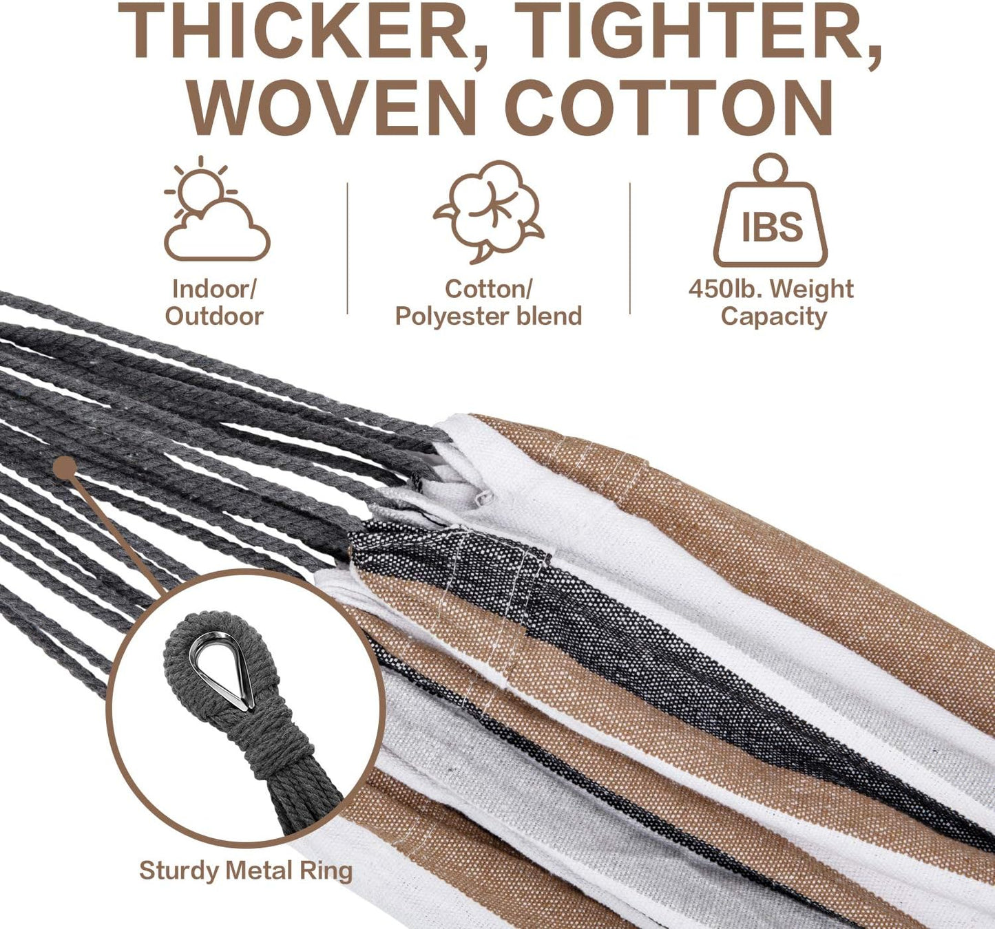Heavy Duty 2 Person Hammock with Space Saving Steel Stand and Portable Carrying Bag Included (450Lb Capacity)