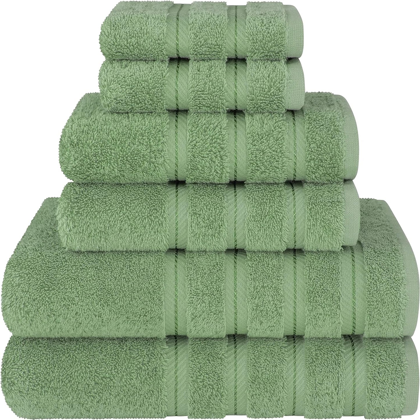 6 Piece Towel Set, 2 Bath Towels 2 Hand Towels 2 Washcloths, 100% Cotton Turkish Towels for Bathroom, White Towel Sets