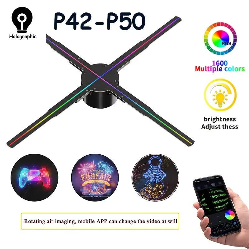 Newest P42-P50 3D Fan Hologram Projector - WiFi LED 3D Display Advertising Logo Light