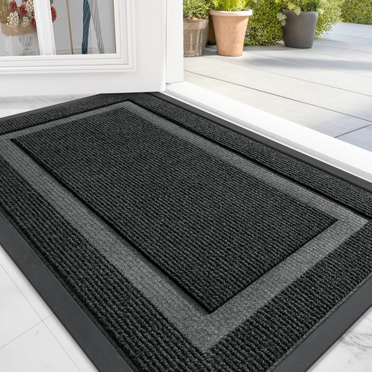 Front Door Mat Indoor/Outdoor Entrance, Waterproof All-Season, All-Weather Doormat, Sturdy Natural Rubber, Fade Resistant, Low Profile, Easy Clean, 29.5"X17"