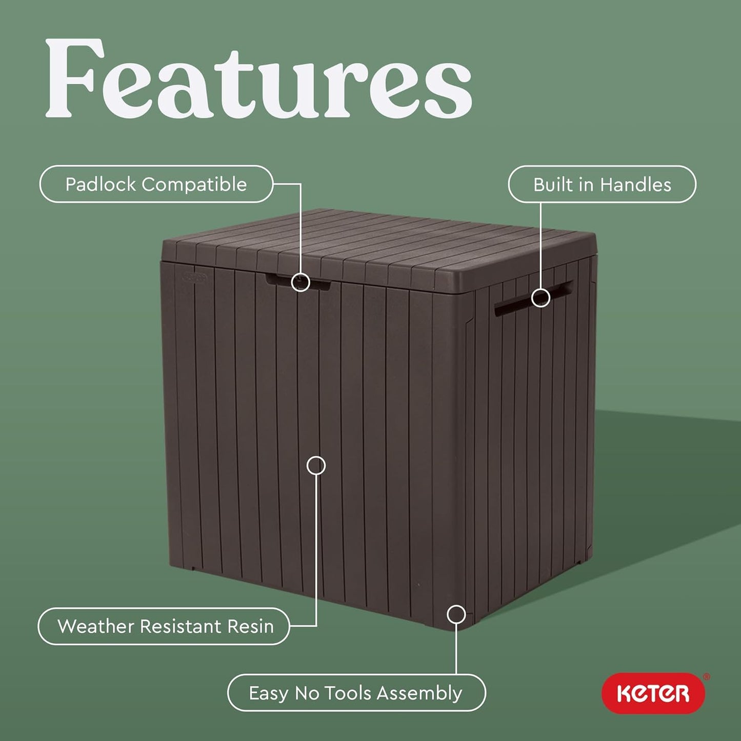 30 Gallon, Waterproof,  Resin Outdoor Storage Box and Patio Furniture Side Table