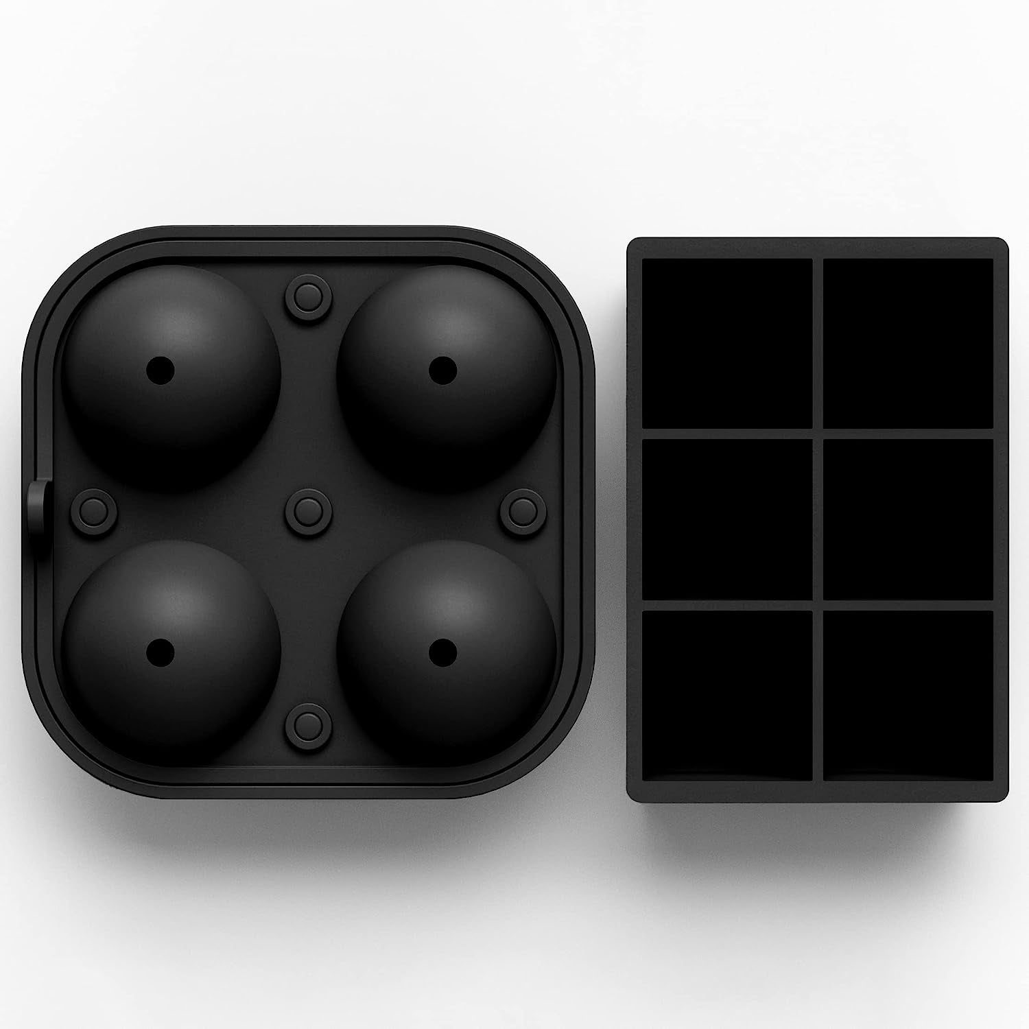 Ball Ice Cube Tray and Big Ice Cube Molds for Whiskey, Slow-Melting, 100% Silicone, Easy Release