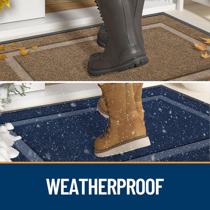 Front Door Mat Indoor/Outdoor Entrance, Waterproof All-Season, All-Weather Doormat, Sturdy Natural Rubber, Fade Resistant, Low Profile, Easy Clean, 29.5"X17"
