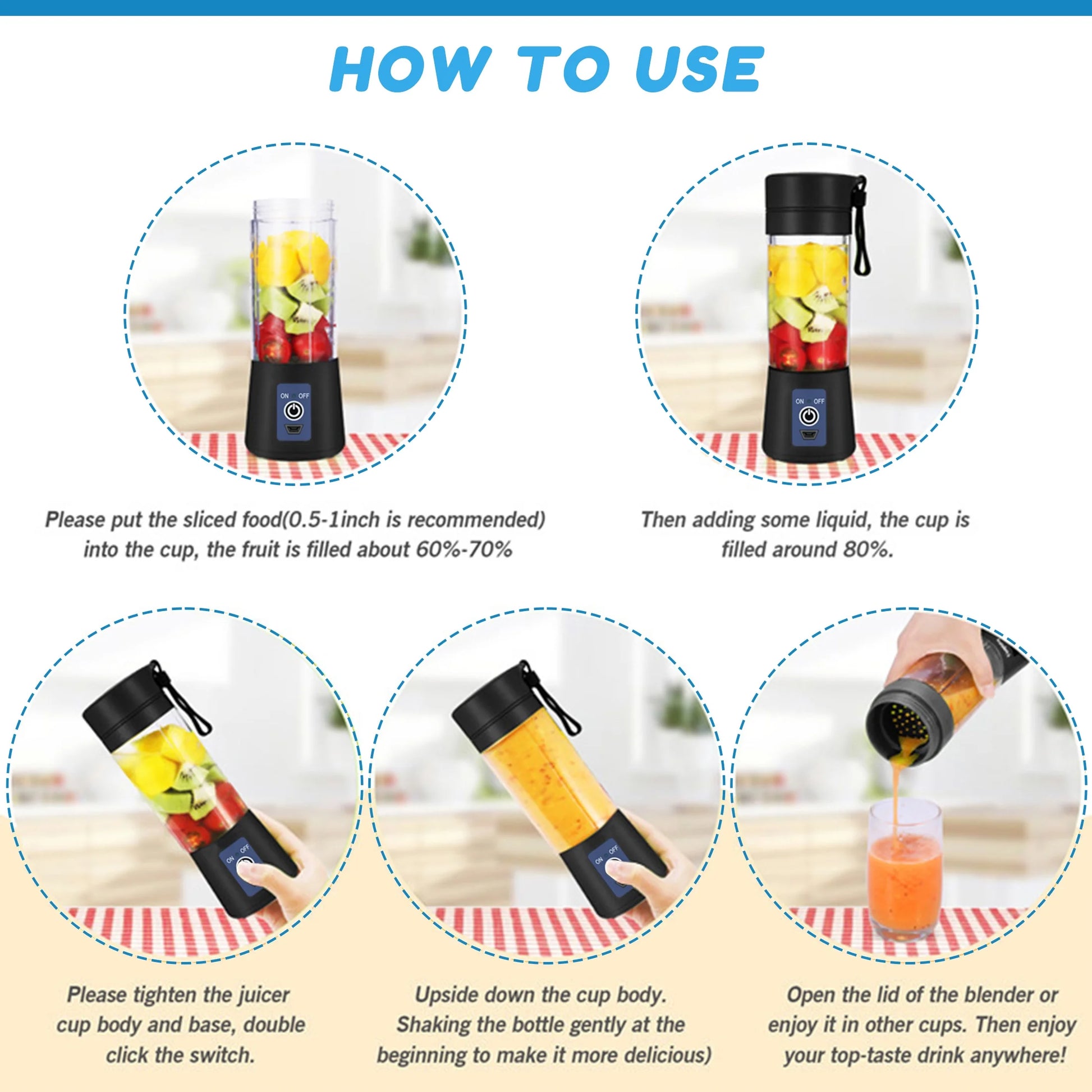 12.9oz Portable Blender, for Shakes and Smoothies, Mini 