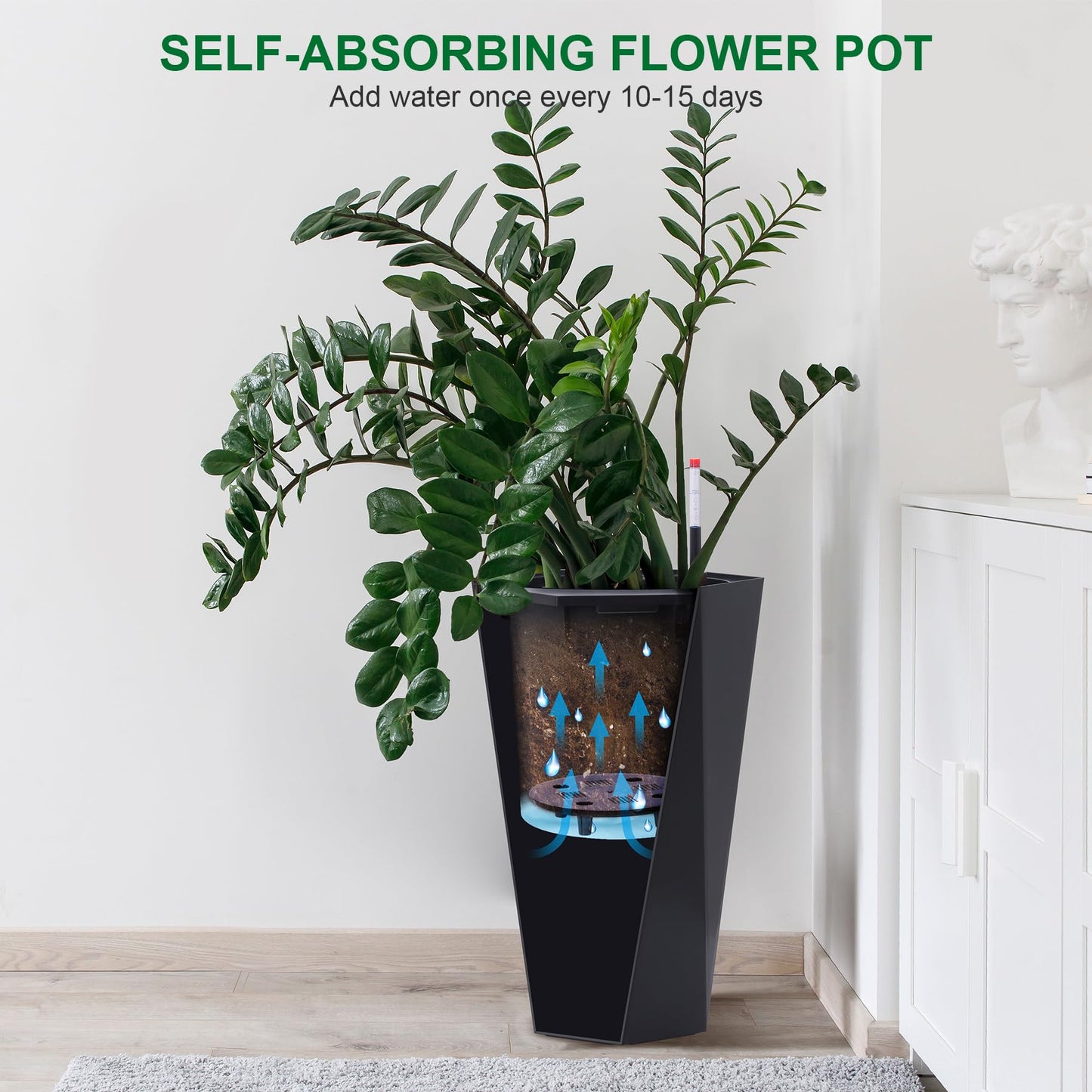 23" Tall Planters Set of 2, Planter Pots, High Front Porch Planter Pots with Drainage Holes