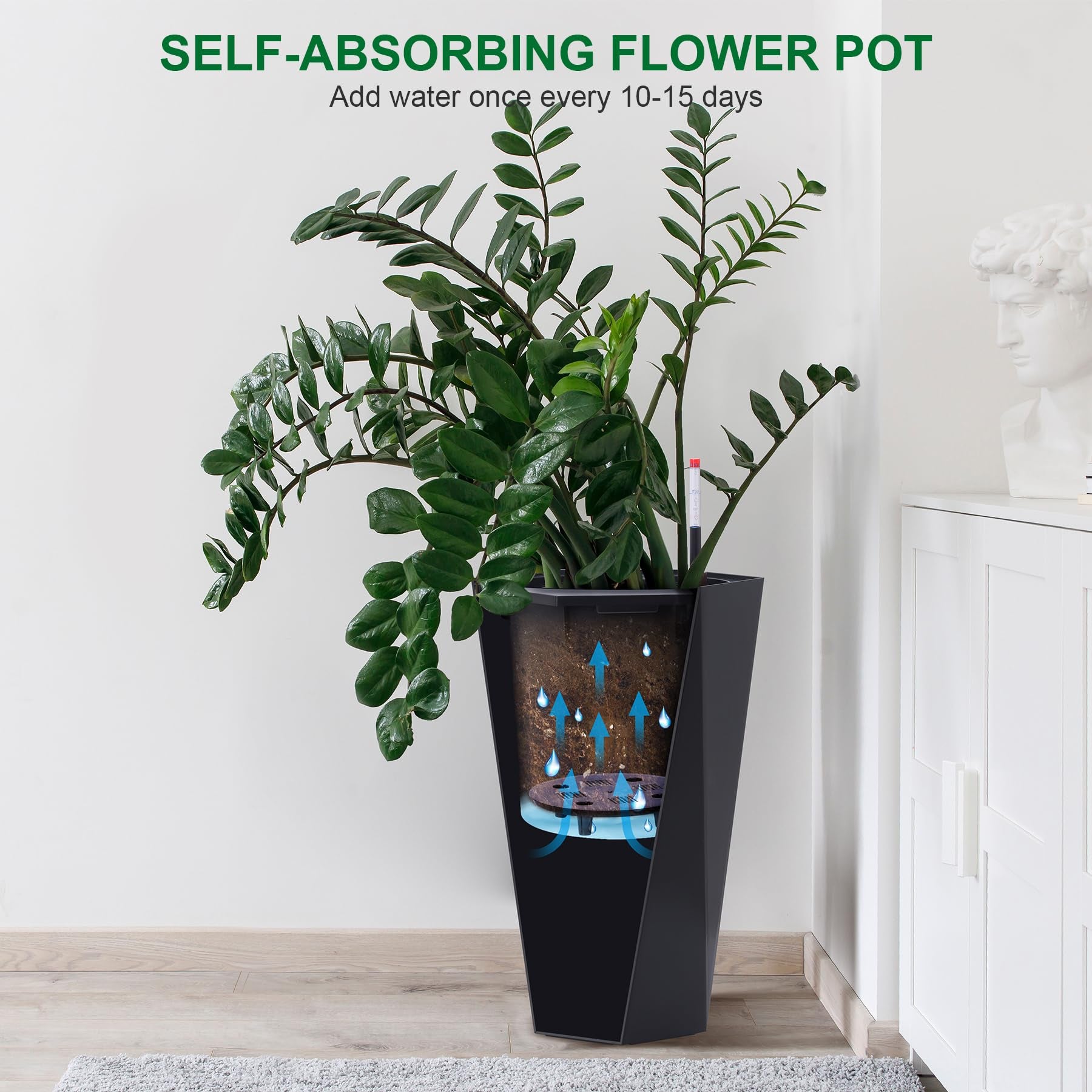 23" Tall Planters Set of 2, Planter Pots, High Front Porch Planter Pots with Drainage Holes