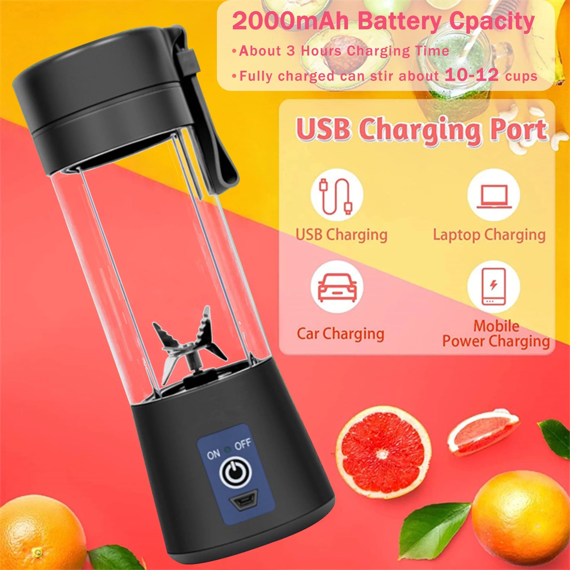 12.9oz Portable Blender, for Shakes and Smoothies, Mini 