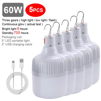 USB Rechargeable, LED, Portable Camping Light Bulb 