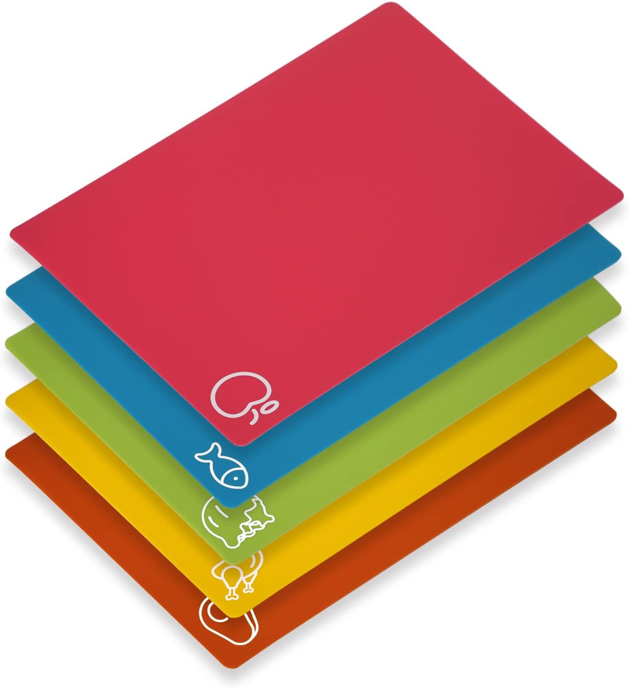 5 Piece Flexible Cutting Boards, BPA Free Plastic, Non Slip Cutting Mats
