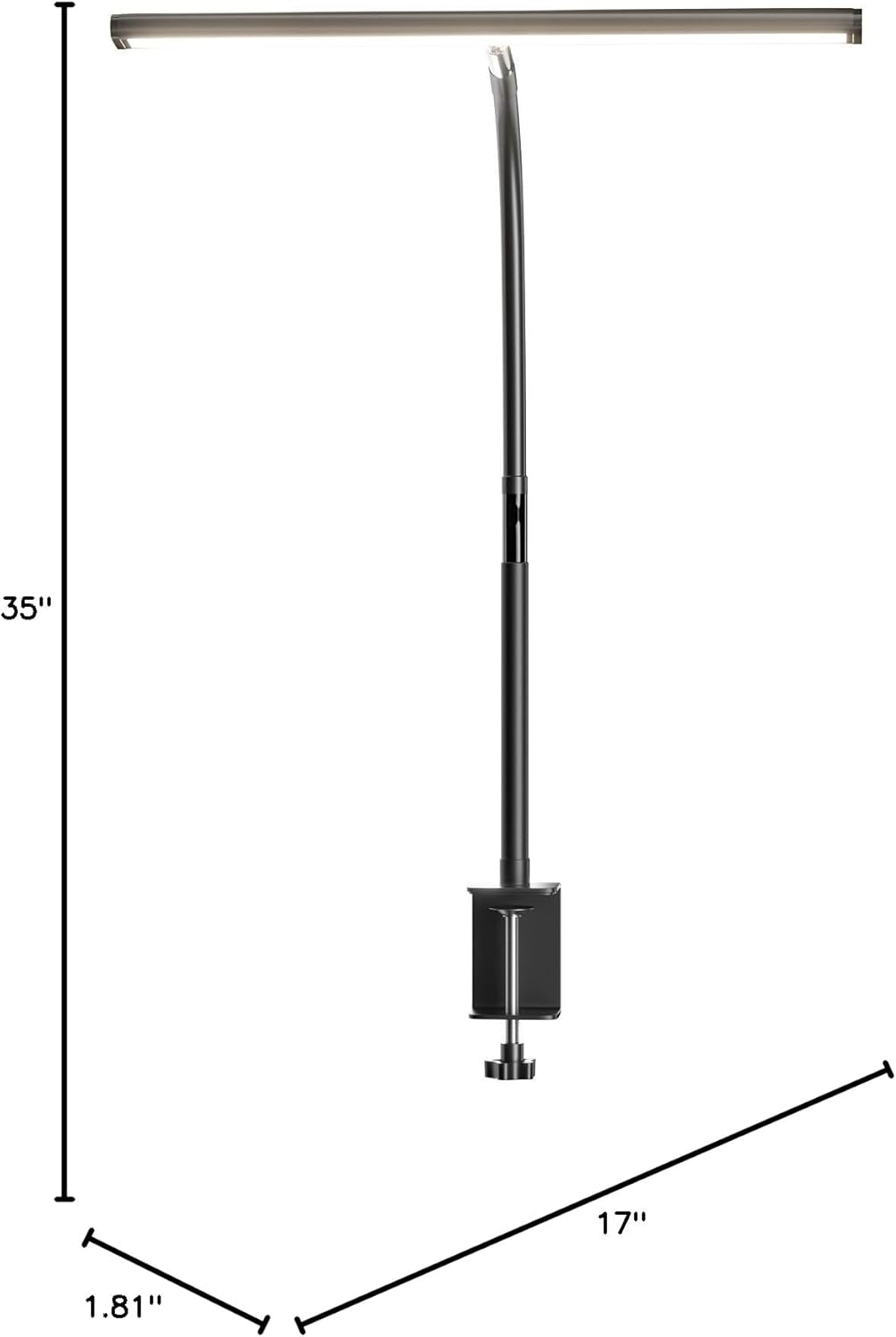 LED Desk Lamp , Eye-Caring with Stepless Dimming Adjustable Flexible Gooseneck, 10W USB Adapter with Clamp for Reading/Studying