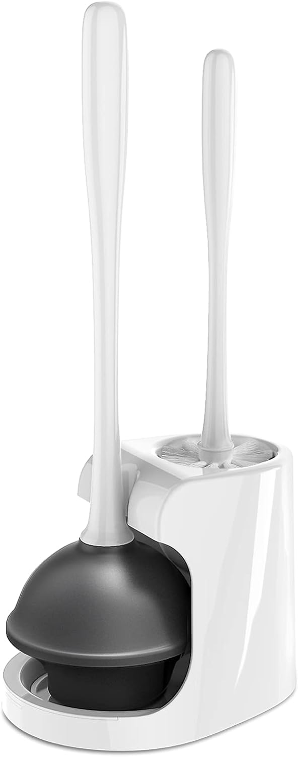 Toilet Plunger and Bowl Brush Combo for Bathroom Cleaning, Black