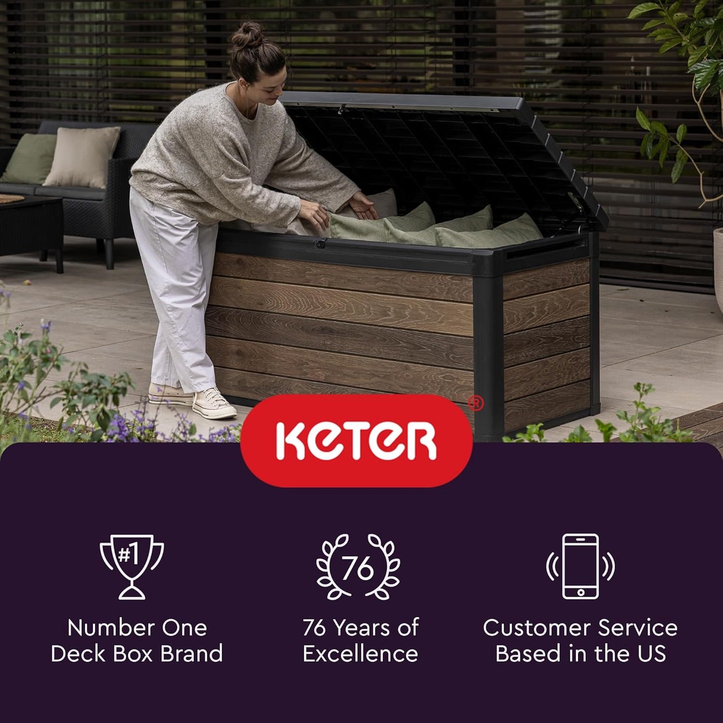 30 Gallon, Waterproof,  Resin Outdoor Storage Box and Patio Furniture Side Table