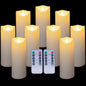 9 Pc Flickering Flameless Candles with Remote Timer, Battery Operated LED Pillar Candles with 3D Flame