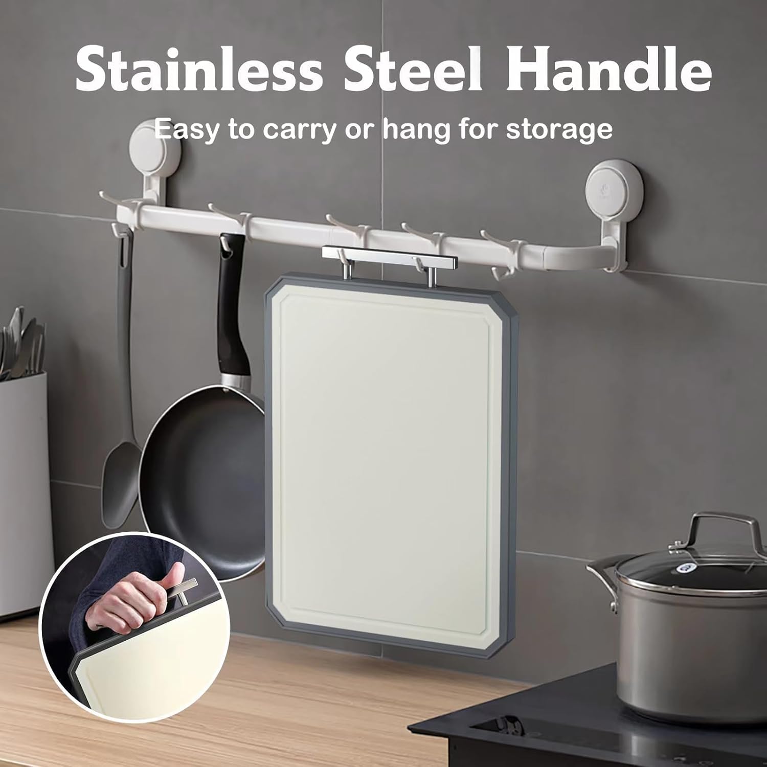 Stainless Steel Cutting Board, Double Sided Stainless Steel/Wheat Straw, Dishwasher Safe, Non Toxic Chopping Board