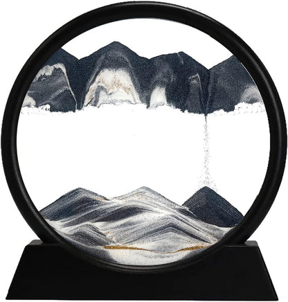 3D Dynamic Sand Art Liquid Motion, Moving Sand Art Picture, Round Glass 3D, Flowing Sand. 7''