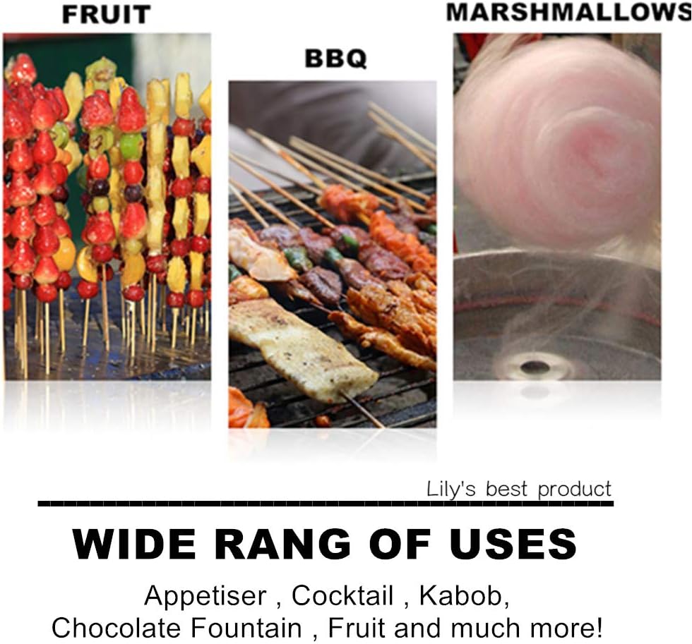 10" Natural Bamboo Skewers for BBQ, Kabob, Food Fountain & Smores . Φ=4Mm (100 PCS)