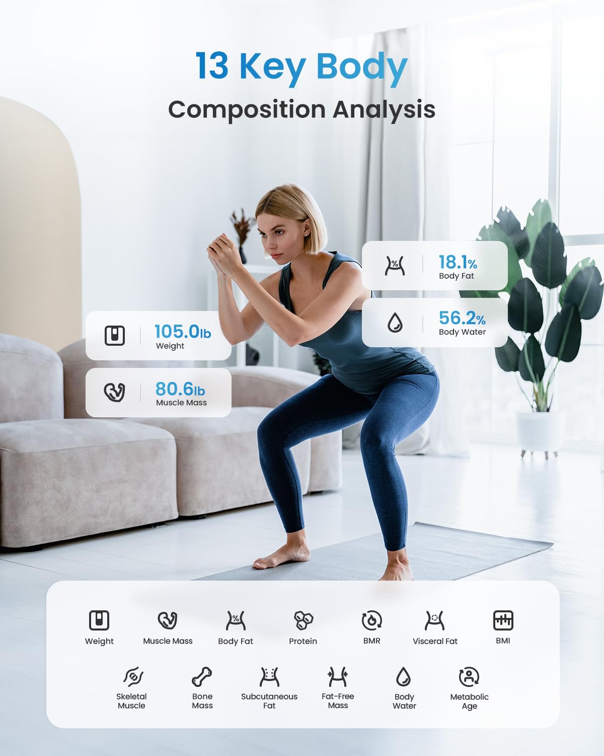Smart Scale for Body Weight, FSA HSA Eligible, Digital Bathroom Scale BMI Weighing Bluetooth Body Fat Scale, Body Composition Monitor Health Analyzer with Smartphone App, 400 Lbs 