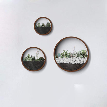 3 Pack Set Modern, Round, Glass Wall Planter (Black)