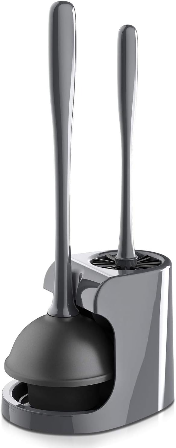 Toilet Plunger and Bowl Brush Combo for Bathroom Cleaning, Black