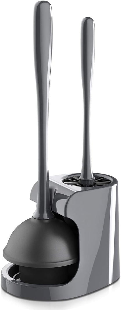 Toilet Plunger and Bowl Brush Combo for Bathroom Cleaning, Black