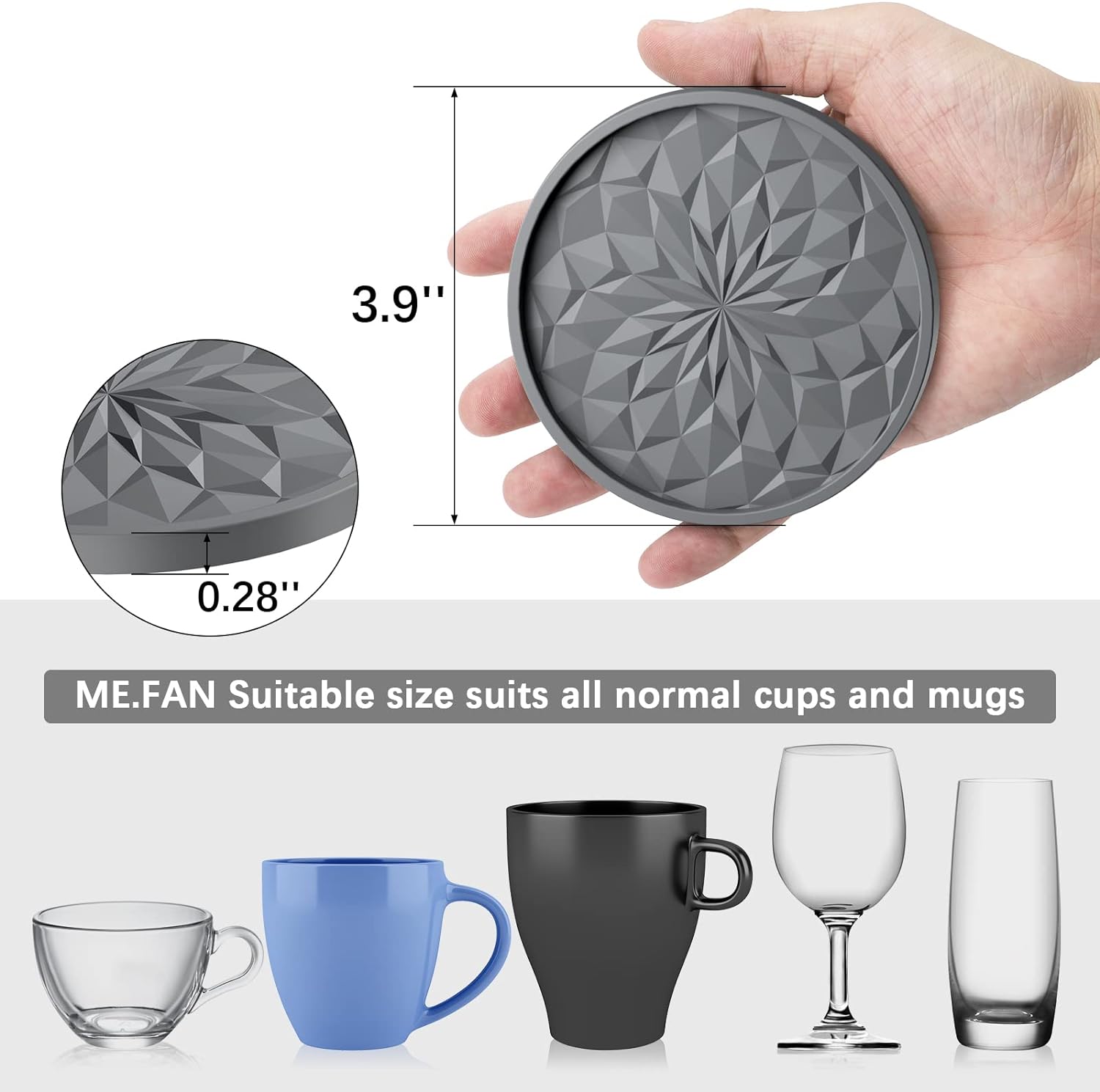 Silicone Coasters [6 Pack] Coasters with Holder -  Live for Hot or Cold Drink Thickened, Non-Slip, Non-Stick, Deep Tray
