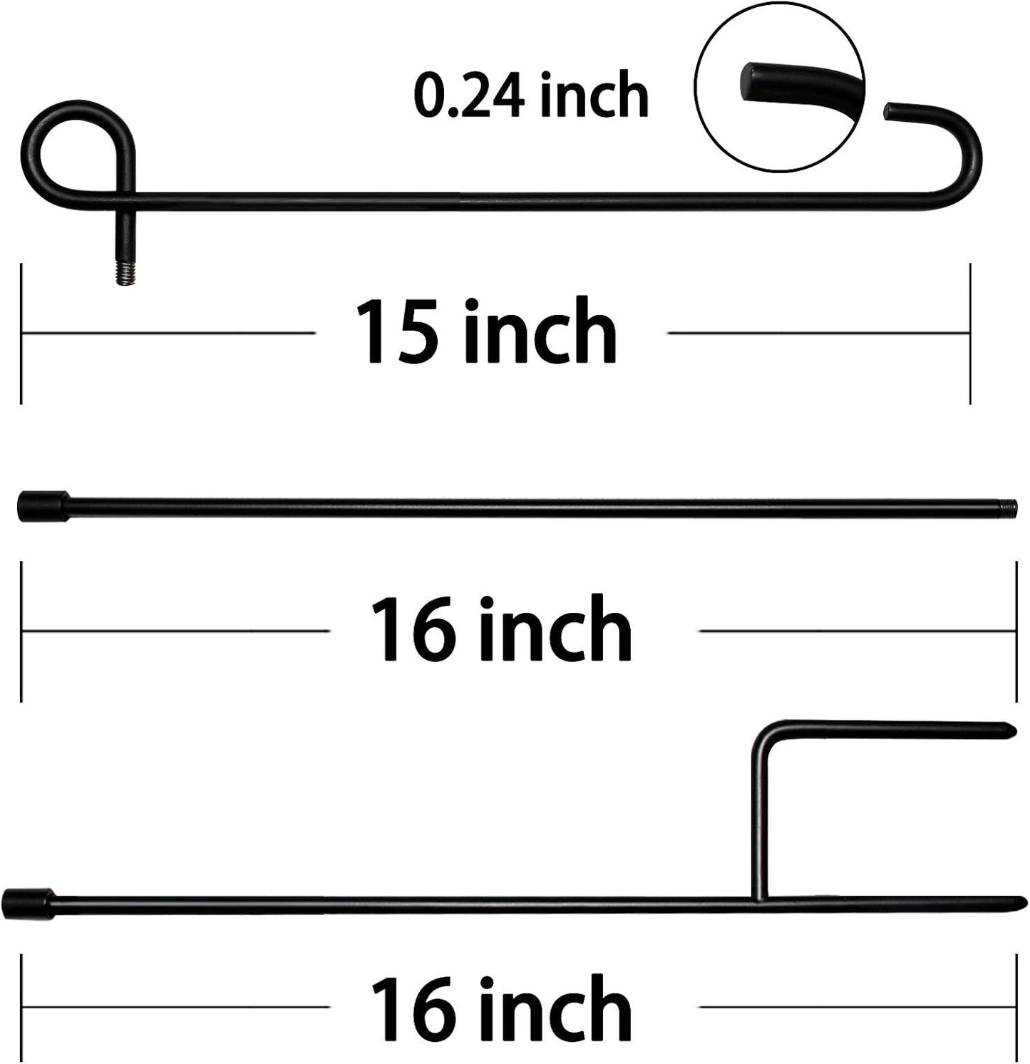 Garden Flag Stand, Flag Pole Holder, Metal Powder-Coated, Weather-Proof Paint with One Tiger Clip and Two Spring Stoppers without Flag