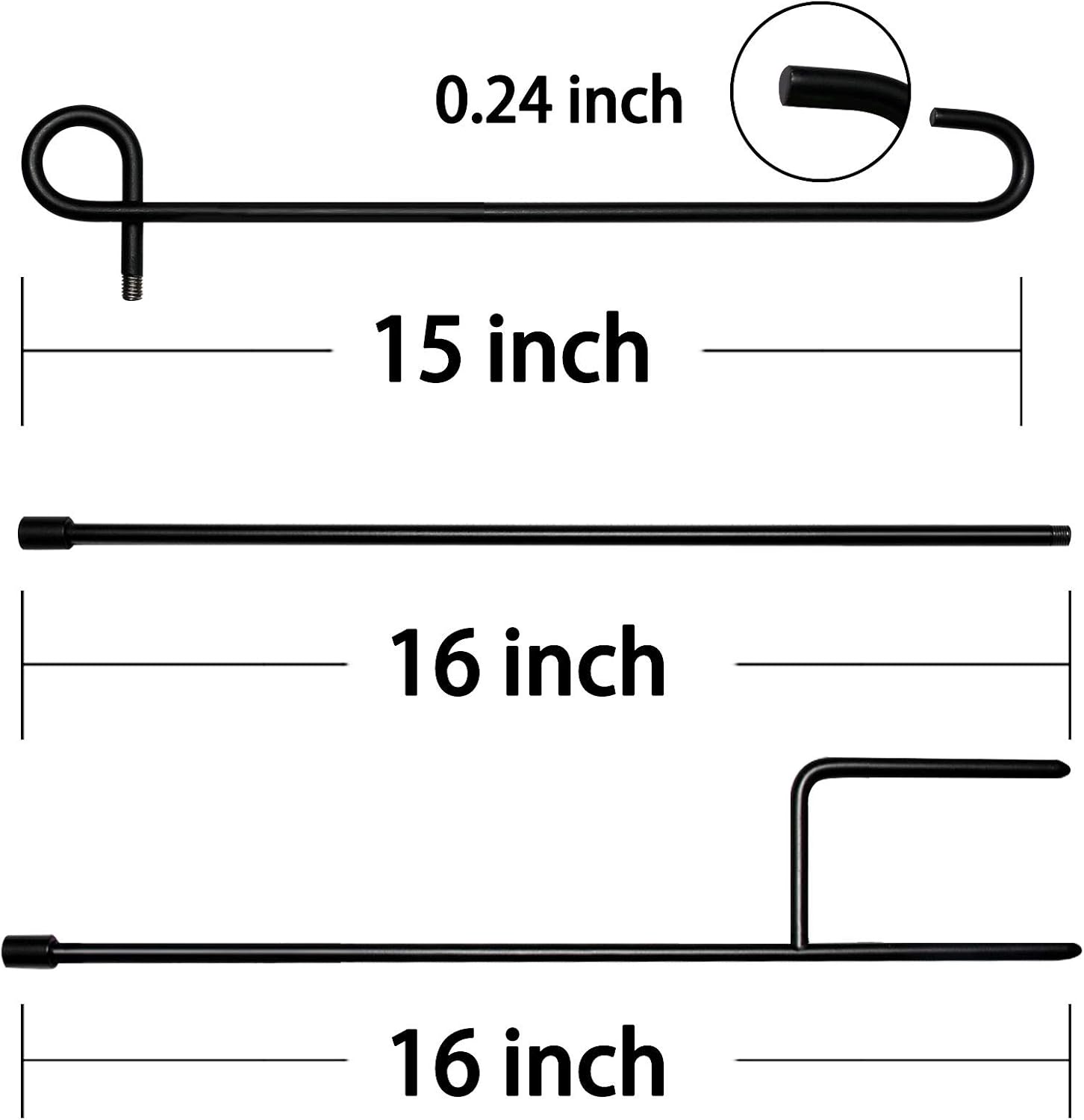 Garden Flag Stand, Flag Pole Holder, Metal Powder-Coated, Weather-Proof Paint with One Tiger Clip and Two Spring Stoppers without Flag