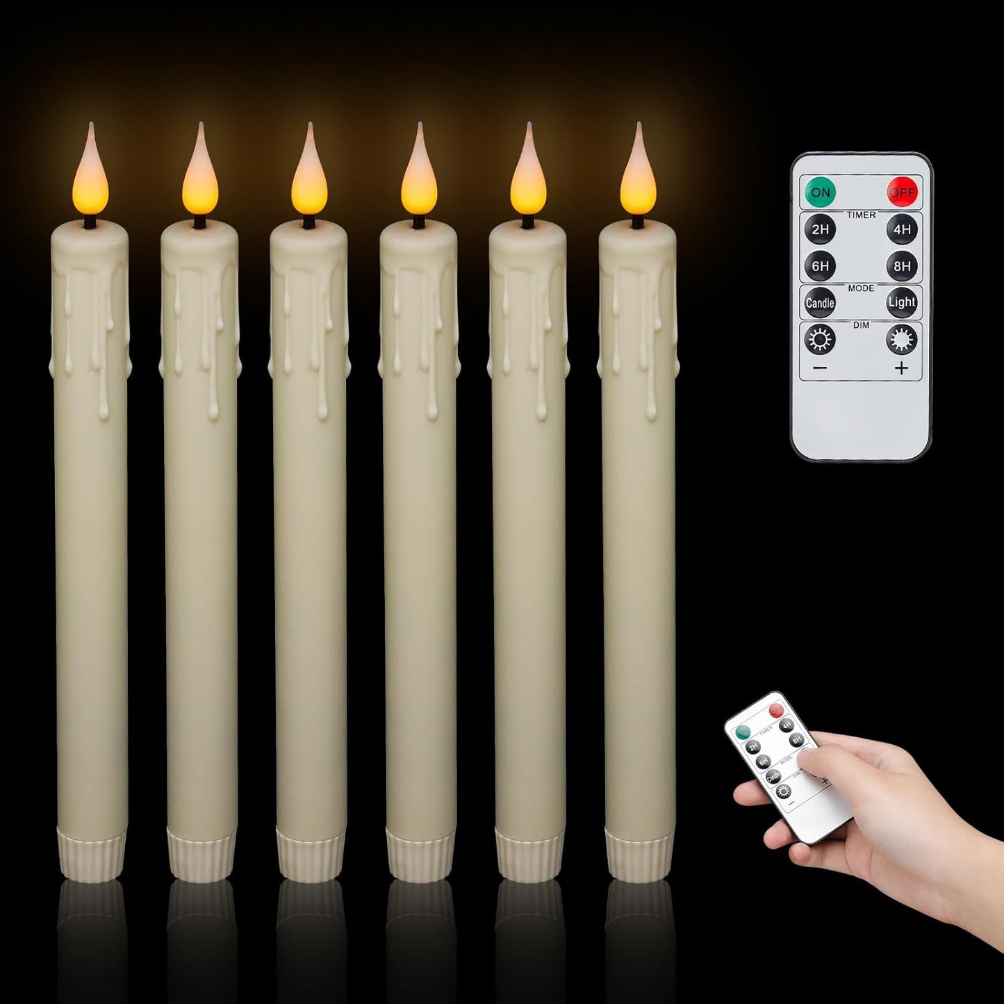 9 Pc Flickering Flameless Candles with Remote Timer, Battery Operated LED Pillar Candles with 3D Flame