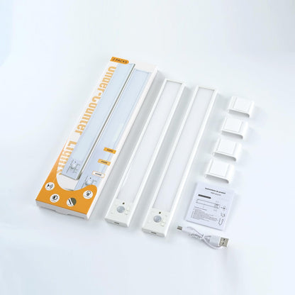 2 Pack 12 Inch Rechargeable, Battery Operated, Motion Sensor, USB Charging Indoor Lights with 3 Color Temps. and Magnetic Mounting Strips with Self Adhesive