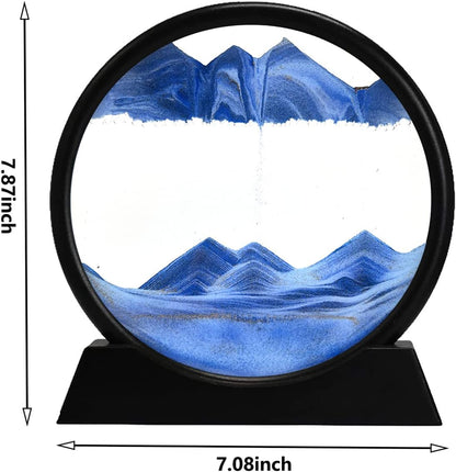 3D Dynamic Sand Art Liquid Motion, Moving Sand Art Picture, Round Glass 3D, Flowing Sand. 7''