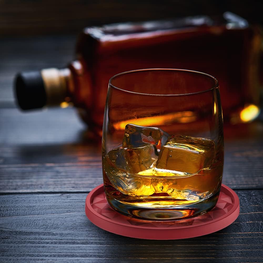 Silicone Coasters [6 Pack] Coasters with Holder -  Live for Hot or Cold Drink Thickened, Non-Slip, Non-Stick, Deep Tray