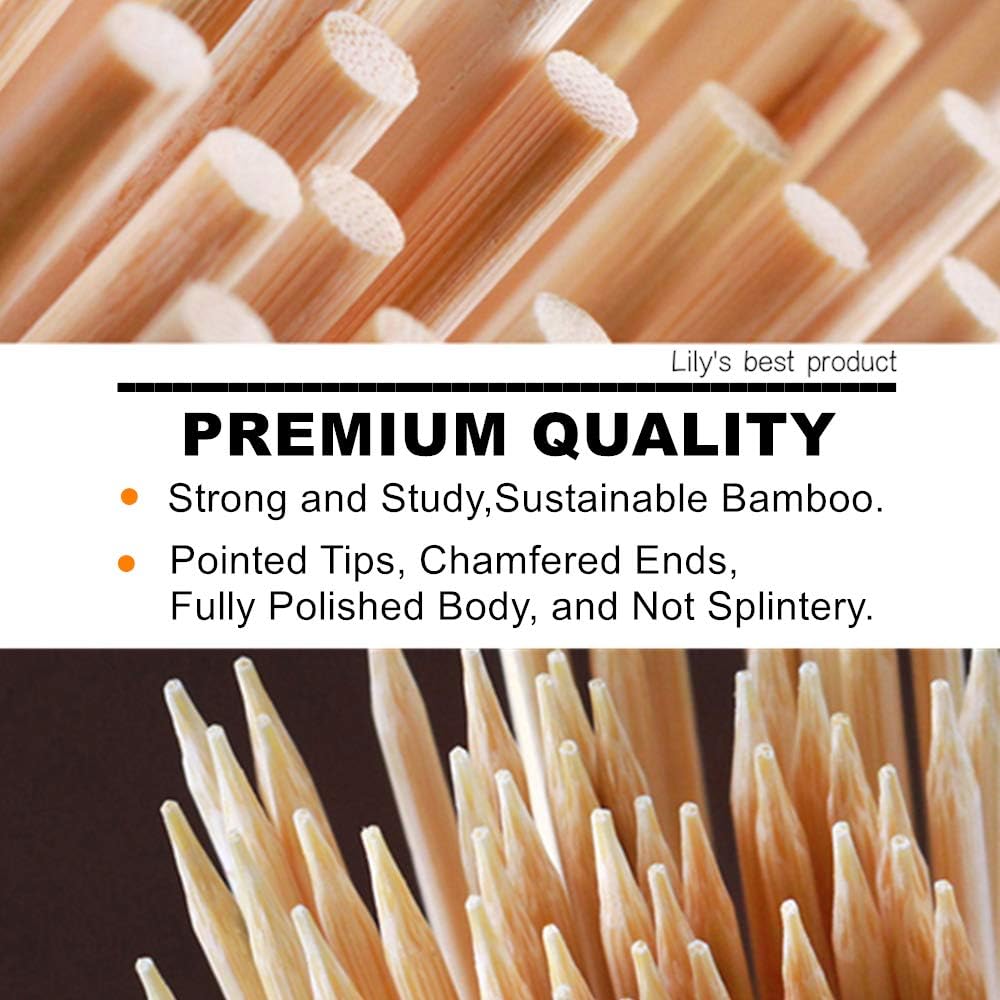 10" Natural Bamboo Skewers for BBQ, Kabob, Food Fountain & Smores . Φ=4Mm (100 PCS)
