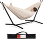 Heavy Duty 2 Person Hammock with Space Saving Steel Stand and Portable Carrying Bag Included (450Lb Capacity)