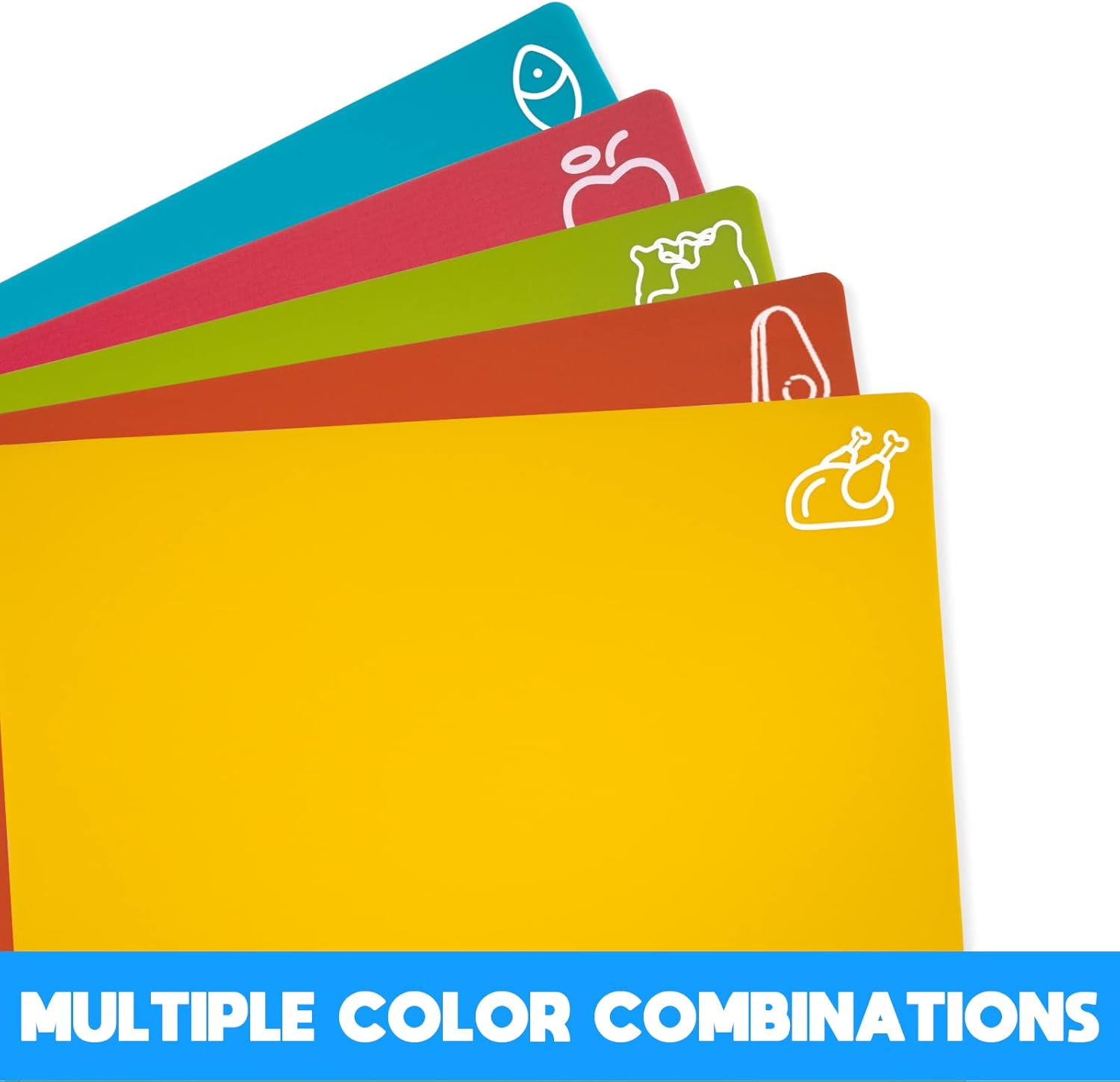 5 Piece Flexible Cutting Boards, BPA Free Plastic, Non Slip Cutting Mats