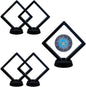 5 Pack 3D Floating Coin Display Case with Stands, 2.75X2.75 Inch Suspension Frame for Military Medals, Jewelry, Medallions Specimens Premium Shadow Box Collection
