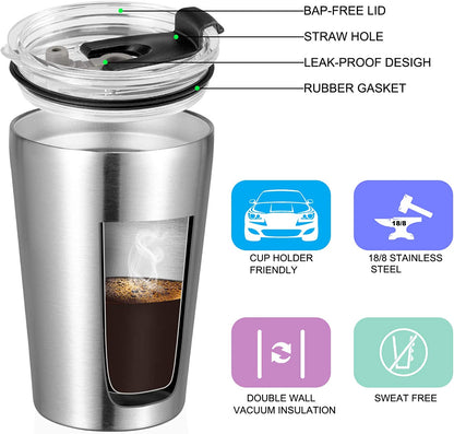 12Oz Tumbler Stainless Stee Insulated Double Wall with Lid and Straw Reusable Tumbler, Stainless 12 Pack