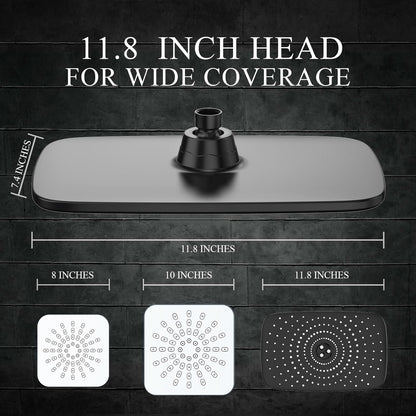 High Pressure Rain Shower Head Combo with Extension Arm- Wide Showerhead with 6 Handheld Water Spray - Adjustable Dual Shower with Anti-Clog Nozzles 