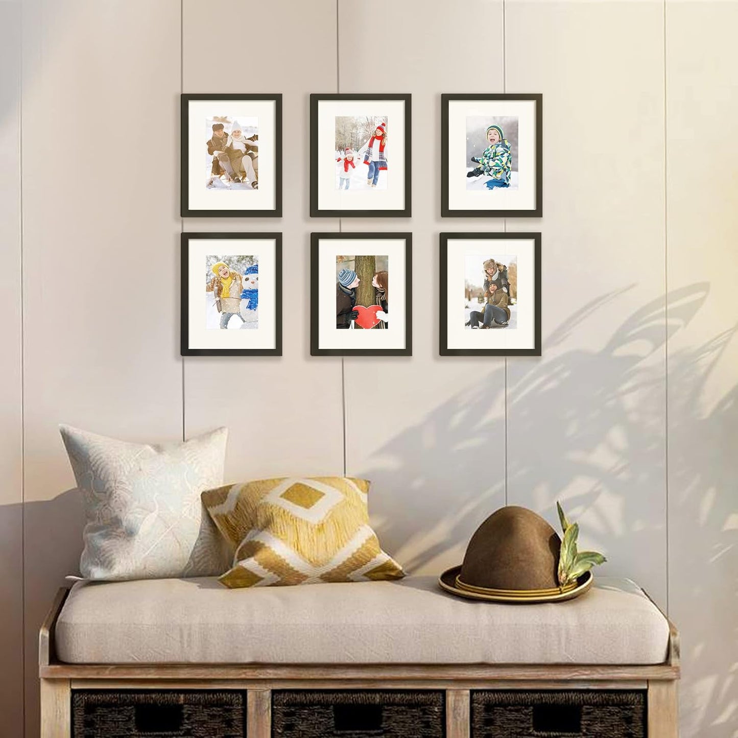 Wall-Hanging Picture Frame, Display Pictures 5X7 with Mat or 8X10 without Mat
