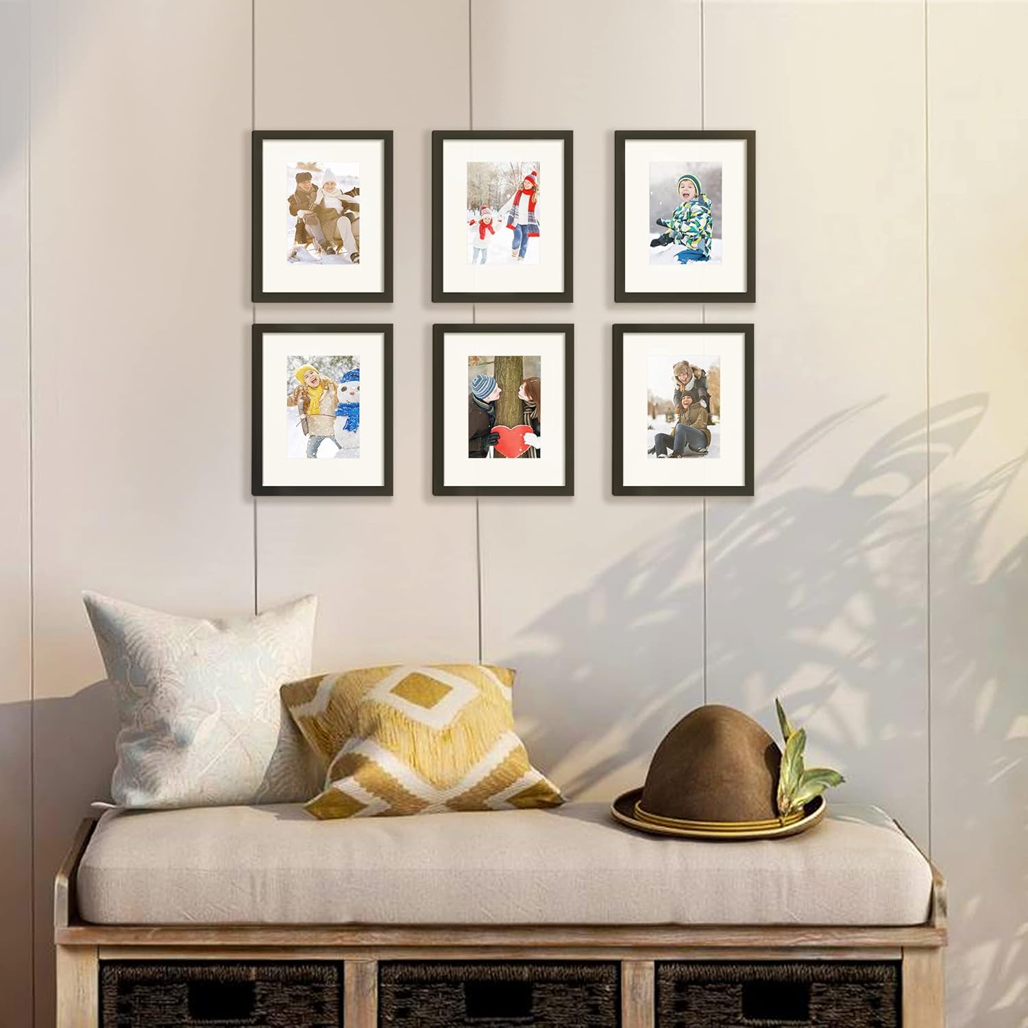 Wall-Hanging Picture Frame, Display Pictures 5X7 with Mat or 8X10 without Mat