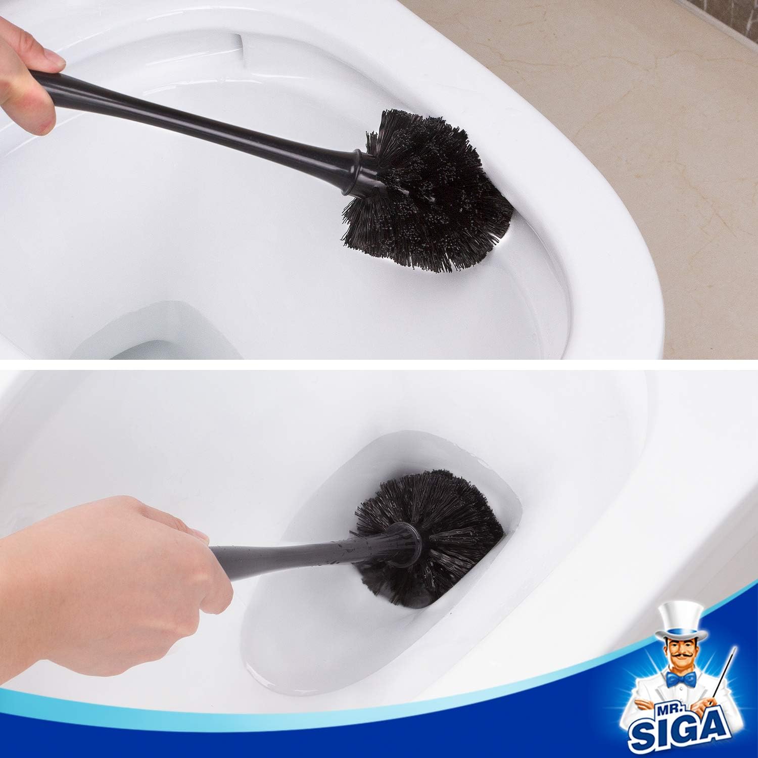 Toilet Plunger and Bowl Brush Combo for Bathroom Cleaning, Black