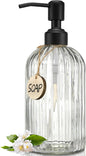 18 Oz Clear Glass Soap Dispenser with Rust Proof Stainless Steel Pump, Refillable Liquid Hand Soap Dispenser