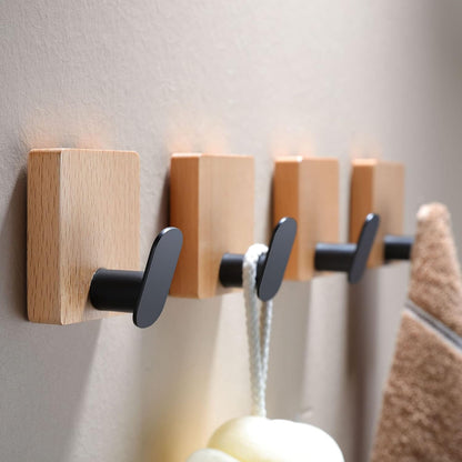 Adhesive Hooks - 4 Pack Hooks for Towels/Coats, Wall Hooks Stick on any Surface (Matte Black, Stainless Steel)