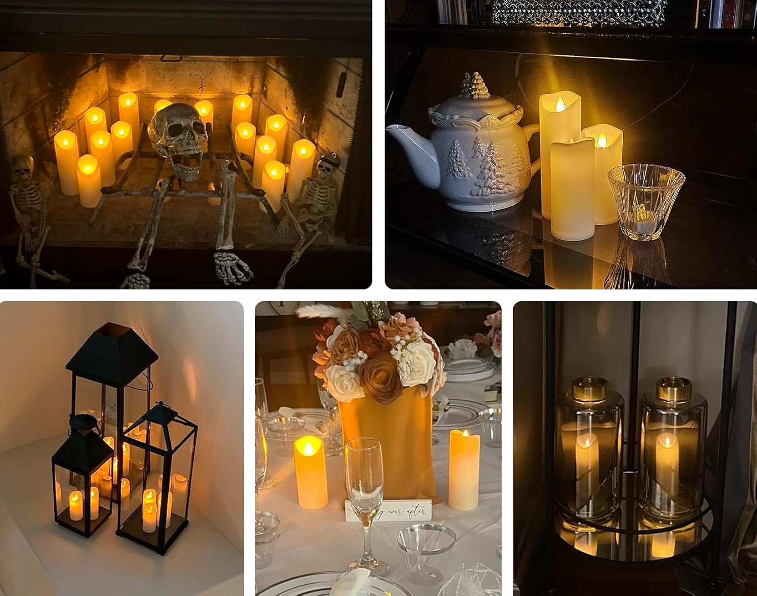 9 Pc Flickering Flameless Candles with Remote Timer, Battery Operated LED Pillar Candles with 3D Flame