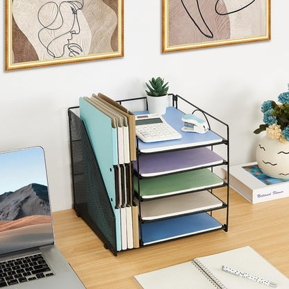 Desk Organizers and Accessories, 5-Tier Paper Letter Tray with File Holder