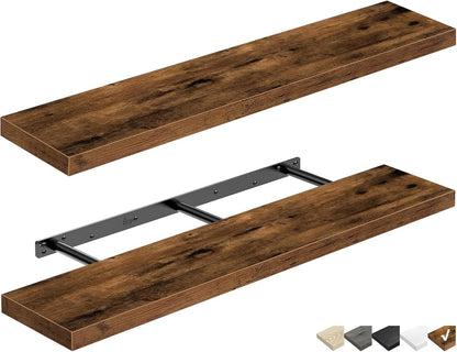 Floating Wall Shelf 24 Inches Long Farmhouse Decor, Wall Mounted 24 X 9 Inch Set of 2
